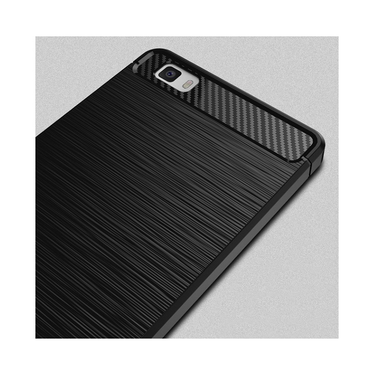 IPAKY Brushed TPU Case for Huawei Ascend P8 Lite with Carbon Fiber Decorated - Black-4