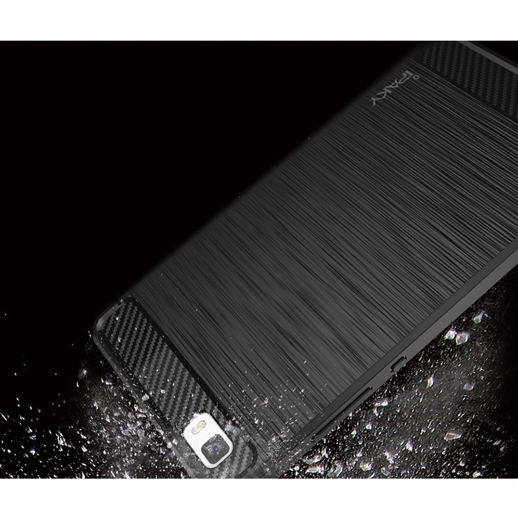 IPAKY Brushed TPU Case for Huawei Ascend P8 Lite with Carbon Fiber Decorated - Black-5