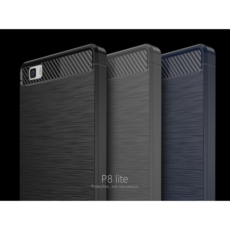 IPAKY Brushed TPU Case for Huawei Ascend P8 Lite with Carbon Fiber Decorated - Black-6