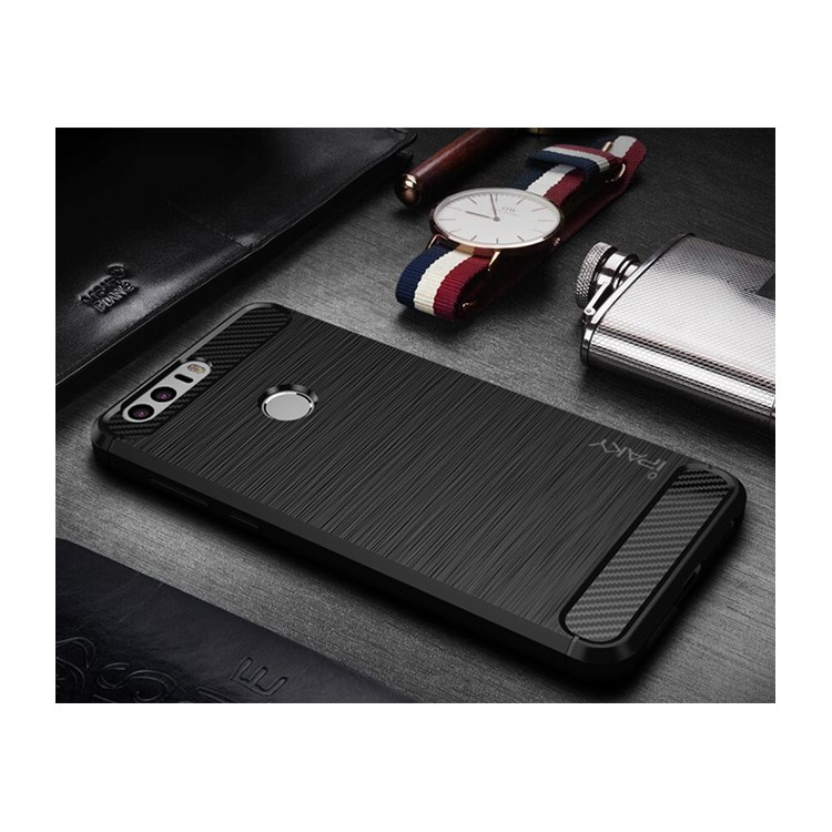 IPAKY for Huawei Honor 8 Brushed TPU Phone Cover - Black-1