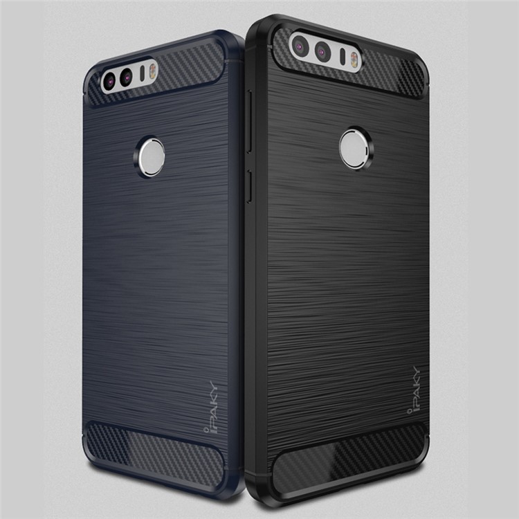 IPAKY for Huawei Honor 8 Brushed TPU Phone Cover - Black-4
