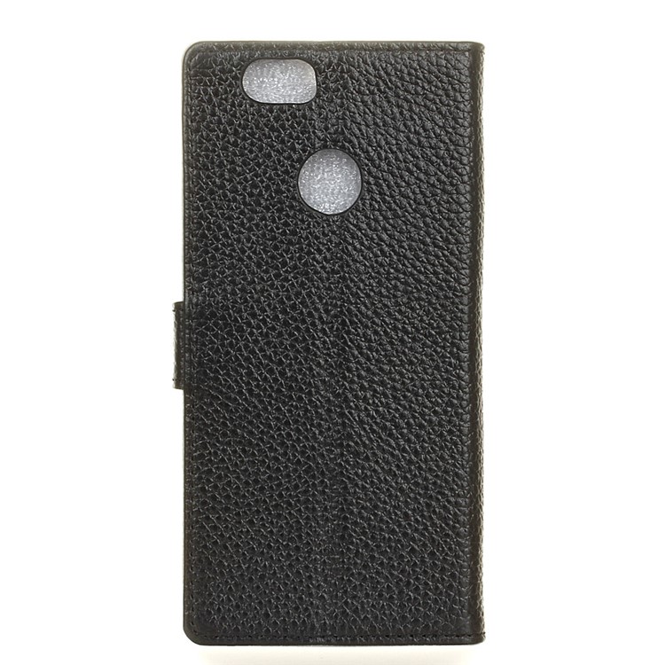 Litchi Genuine Leather Wallet Stand Case for Huawei nova - Black-2