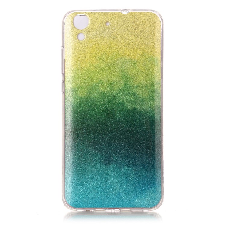 Gradient Color Glitter Powder IMD TPU Case for Huawei Y6II / Honor 5A - Yellow / Green-1