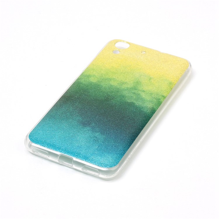 Gradient Color Glitter Powder IMD TPU Case for Huawei Y6II / Honor 5A - Yellow / Green-2