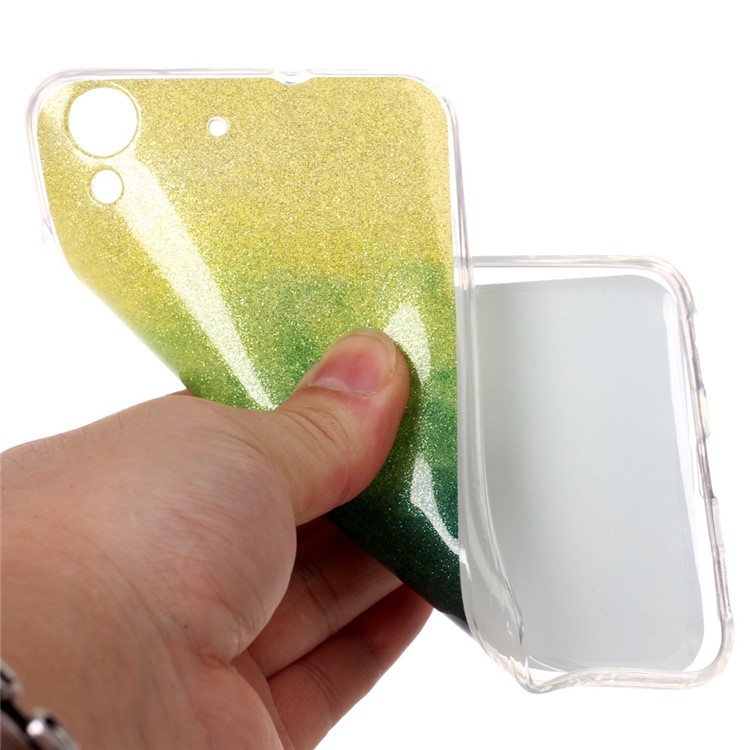 Gradient Color Glitter Powder IMD TPU Case for Huawei Y6II / Honor 5A - Yellow / Green-4