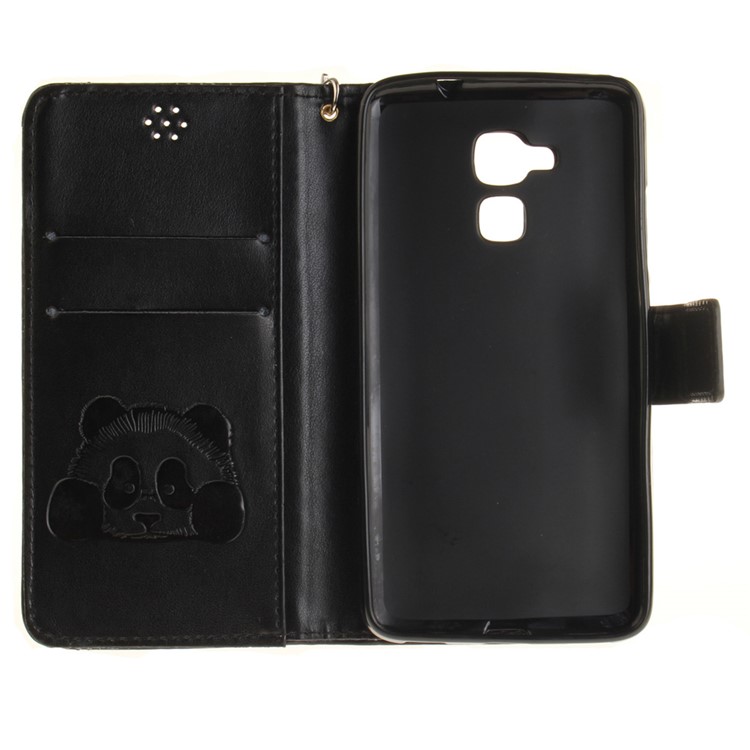 Imprint Panda Wallet Leather Stand Case with Lanyard for Huawei Honor 5C / GT3 - Black-10