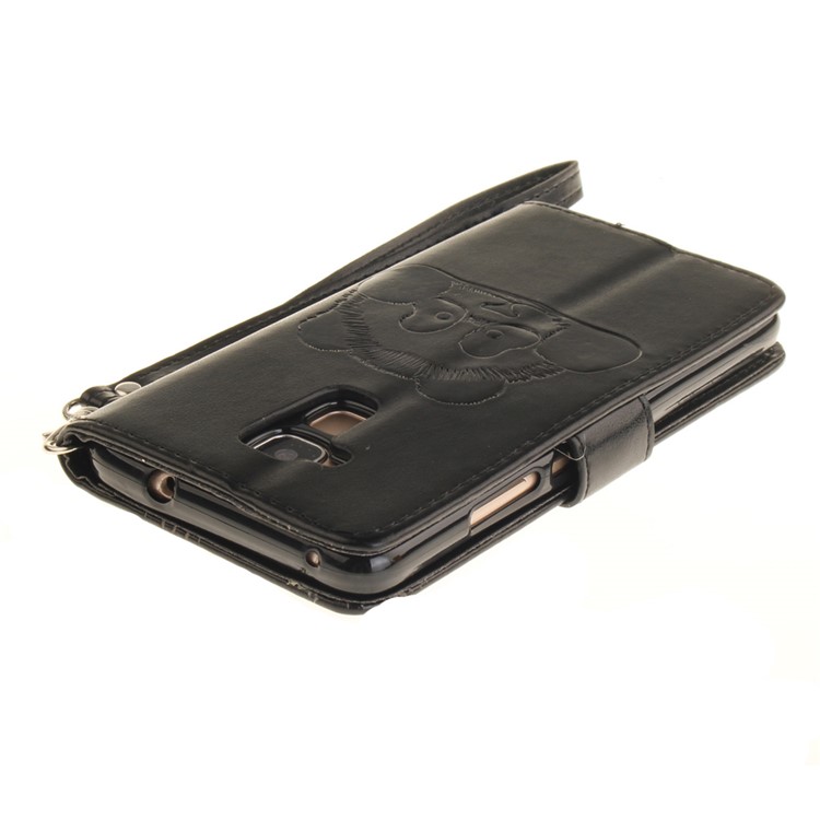 Imprint Panda Wallet Leather Stand Case with Lanyard for Huawei Honor 5C / GT3 - Black-5