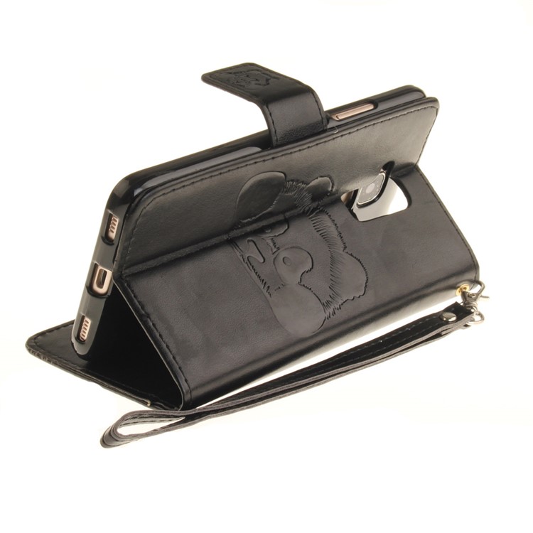 Imprint Panda Wallet Leather Stand Case with Lanyard for Huawei Honor 5C / GT3 - Black-7