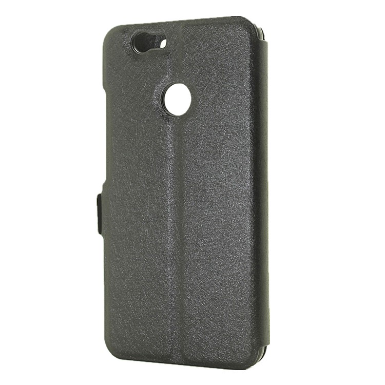 Silk Texture Dual View Window Leather Stand Case for Huawei nova - Black-3