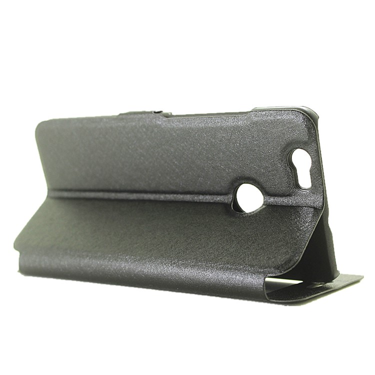 Silk Texture Dual View Window Leather Stand Case for Huawei nova - Black-5