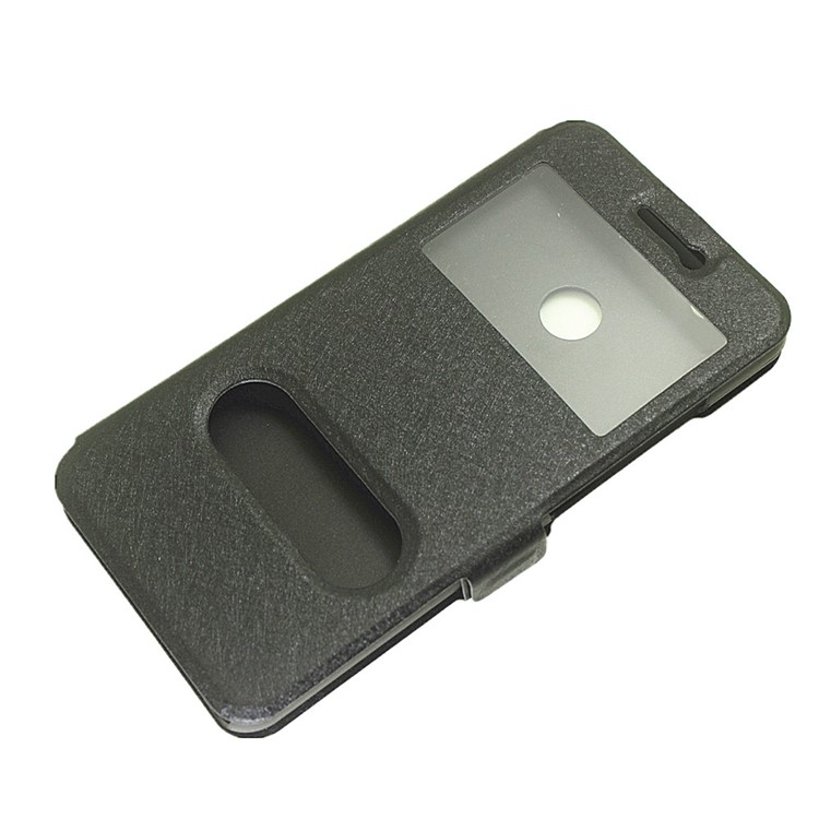 Silk Texture Dual View Window Leather Stand Case for Huawei nova - Black-6