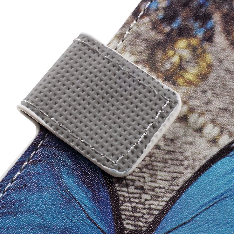 Estojo em couro com entalhes de cartão para Huawei nova - azul borboleta-21