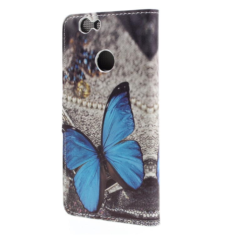 Estojo em couro com entalhes de cartão para Huawei nova - azul borboleta-3