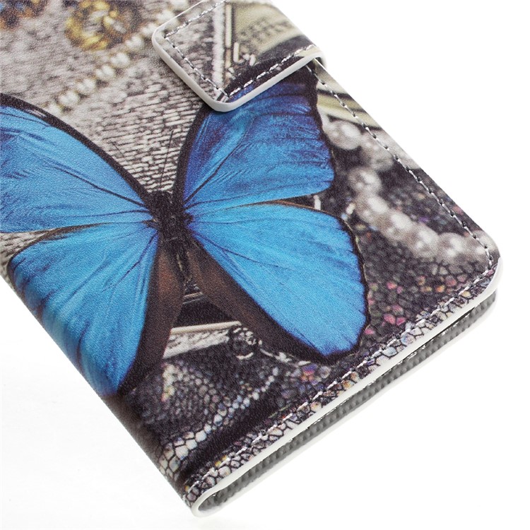 Estojo em couro com entalhes de cartão para Huawei nova - azul borboleta-15