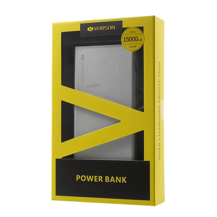 VORSON 15000mAh Dual USB Power Bank Battery Charger VY-015 - Silver-13