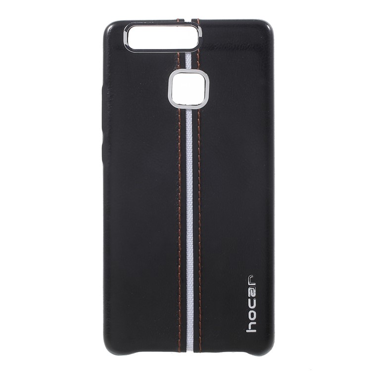 HOCAR Ultra Thin PU Leather Coated PC Back Case for Huawei P9 - Black-1