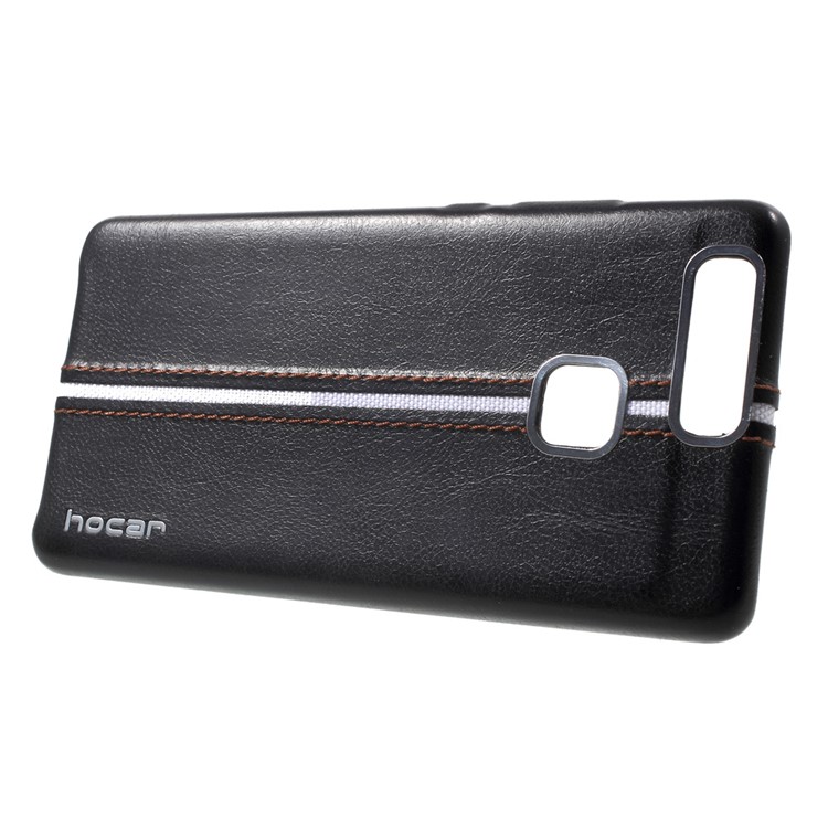 HOCAR Ultra Thin PU Leather Coated PC Back Case for Huawei P9 - Black-2