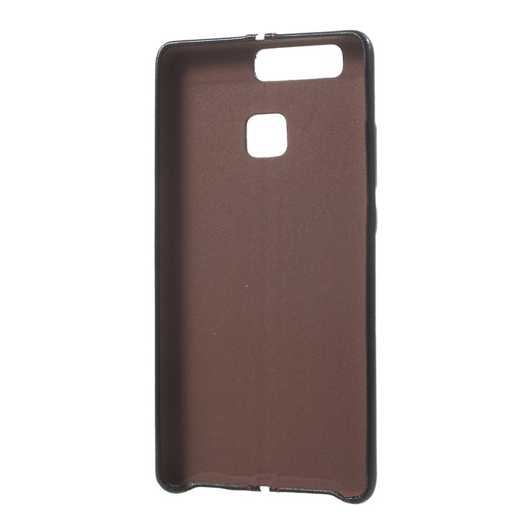 HOCAR Ultra Thin PU Leather Coated PC Back Case for Huawei P9 - Black-3