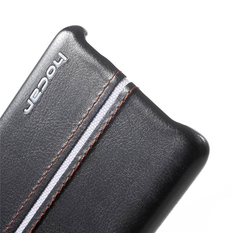 HOCAR Ultra Thin PU Leather Coated PC Back Case for Huawei P9 - Black-5