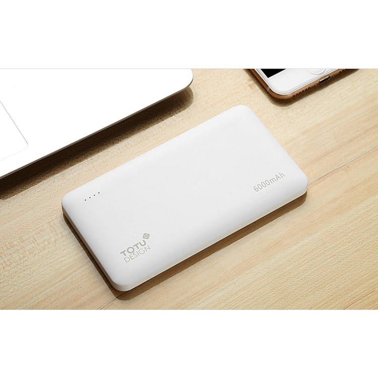 TOTU 6000mAh Dual USB Power Bank Built-in Micro USB + USB Cable for Samsung Huawei etc - White-16