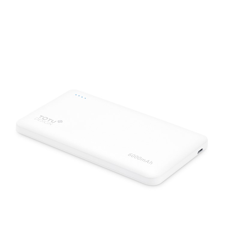 TOTU 6000mAh Dual USB Power Bank Built-in Micro USB + USB Cable for Samsung Huawei etc - White-2