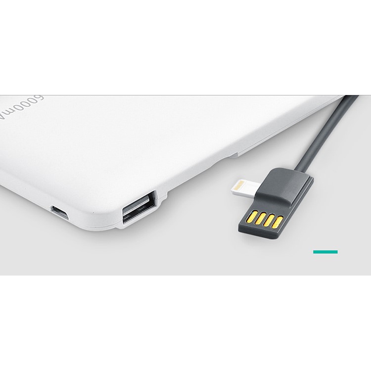 TOTU 6000mAh Dual USB Power Bank Built-in Micro USB + USB Cable for Samsung Huawei etc - White-6