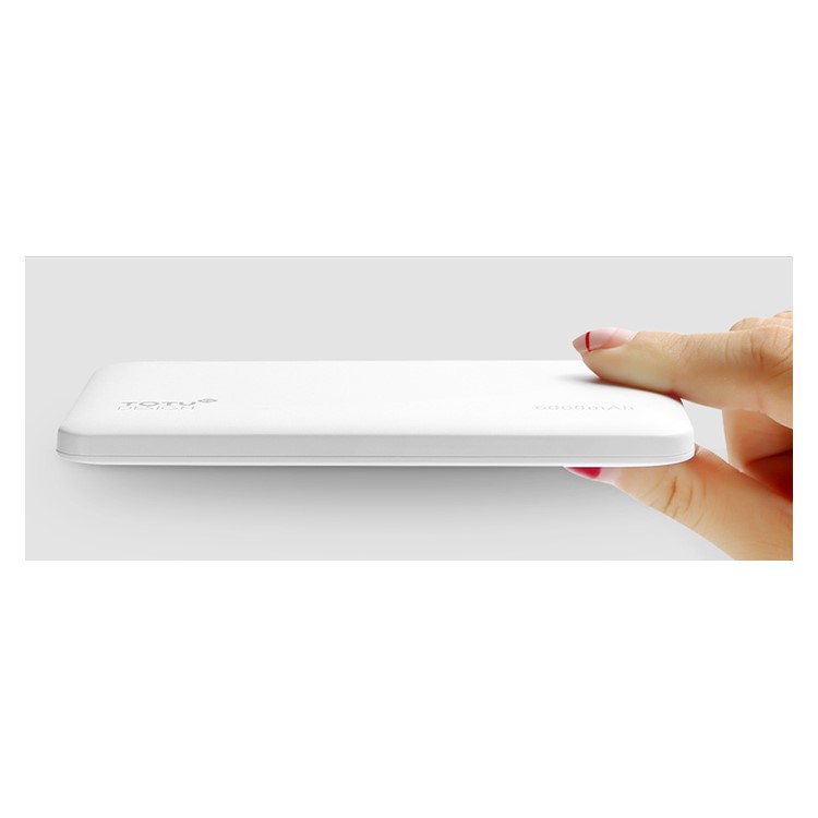 TOTU 6000mAh Dual USB Power Bank Built-in Micro USB + USB Cable for Samsung Huawei etc - White-8