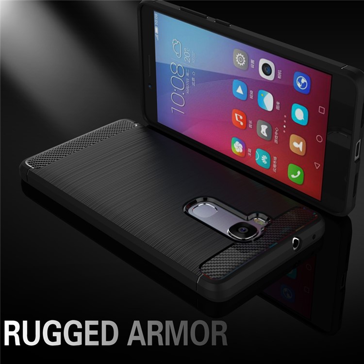 Carbon Fiber Brushed TPU Back Case for Huawei Honor 5X / Honor Play 5X - Black-2