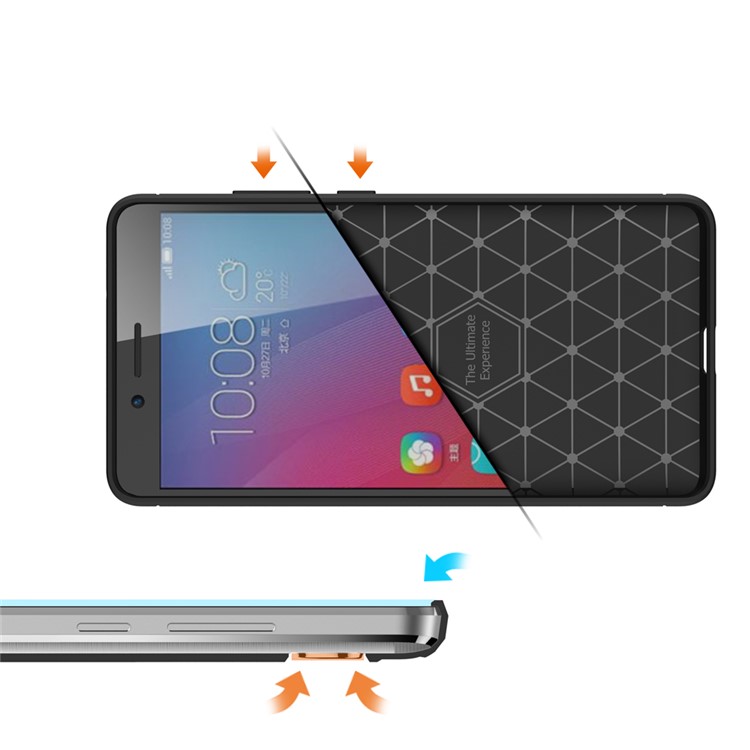 Carbon Fiber Brushed TPU Back Case for Huawei Honor 5X / Honor Play 5X - Black-7