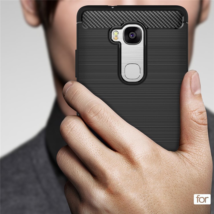 Carbon Fiber Brushed TPU Back Case for Huawei Honor 5X / Honor Play 5X - Black-8