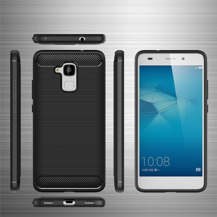 Carbon Fiber Brushed TPU Phone Case for Huawei Honor 5c / GT3 - Black-6