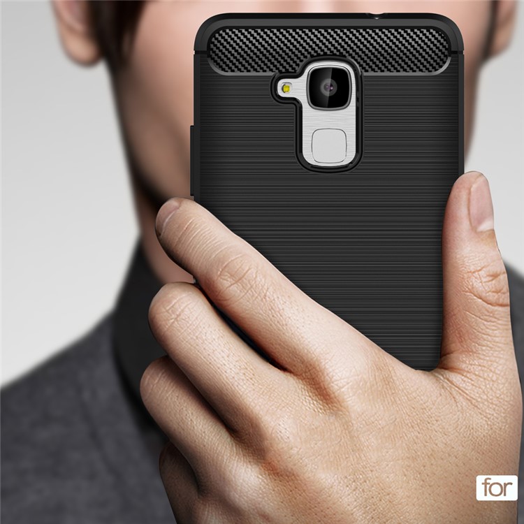 Carbon Fiber Brushed TPU Phone Case for Huawei Honor 5c / GT3 - Black-8