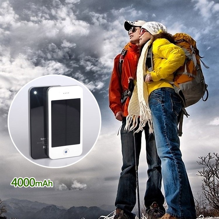 Portable Outdoor 4000mAh Solar Charger Power Bank with Flashlight for iPhone Samsung Phones - Black-6