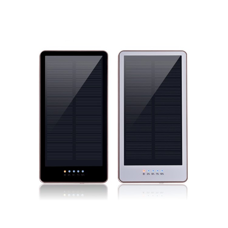 12000mAh Dual USB Ports Monocrystalline Silicon Solar Power Bank with LED Light - Black-2