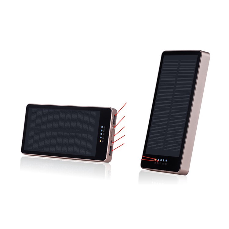 12000mAh Dual USB Ports Monocrystalline Silicon Solar Power Bank with LED Light - Black-6
