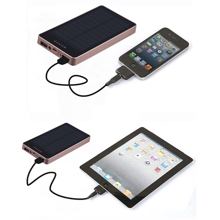 12000mAh Dual USB Ports Monocrystalline Silicon Solar Power Bank with LED Light - Black-7