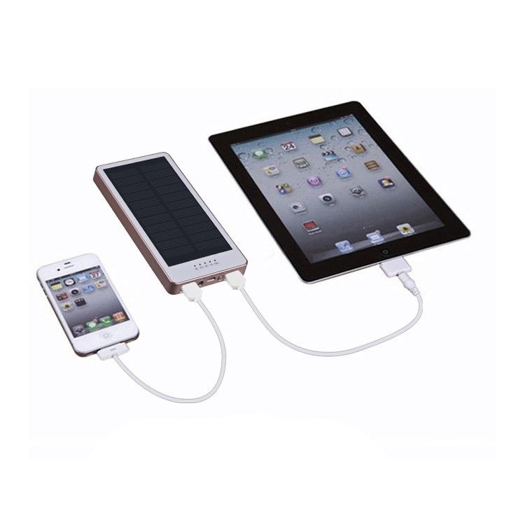 12000mAh Dual USB Ports Monocrystalline Silicon Solar Power Bank with LED Light - Black-8