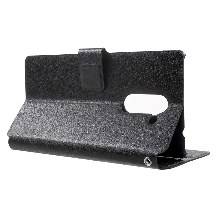Silk Grain Leather Card Holder Case for Huawei Enjoy 6 - Black-3