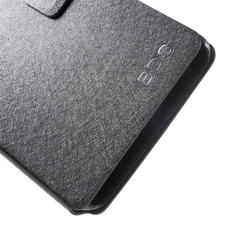 Silk Grain Leather Card Holder Case for Huawei Enjoy 6 - Black-7