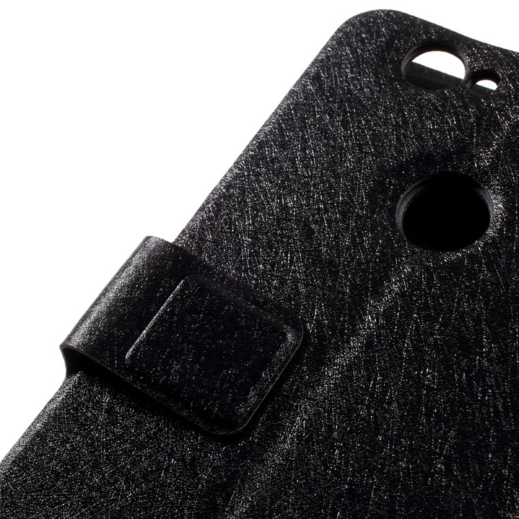 Silk Grain Card Holder Leather Stand Case for Huawei nova - Black-10