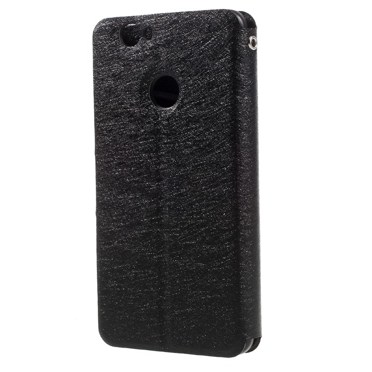 Silk Grain Card Holder Leather Stand Case for Huawei nova - Black-2