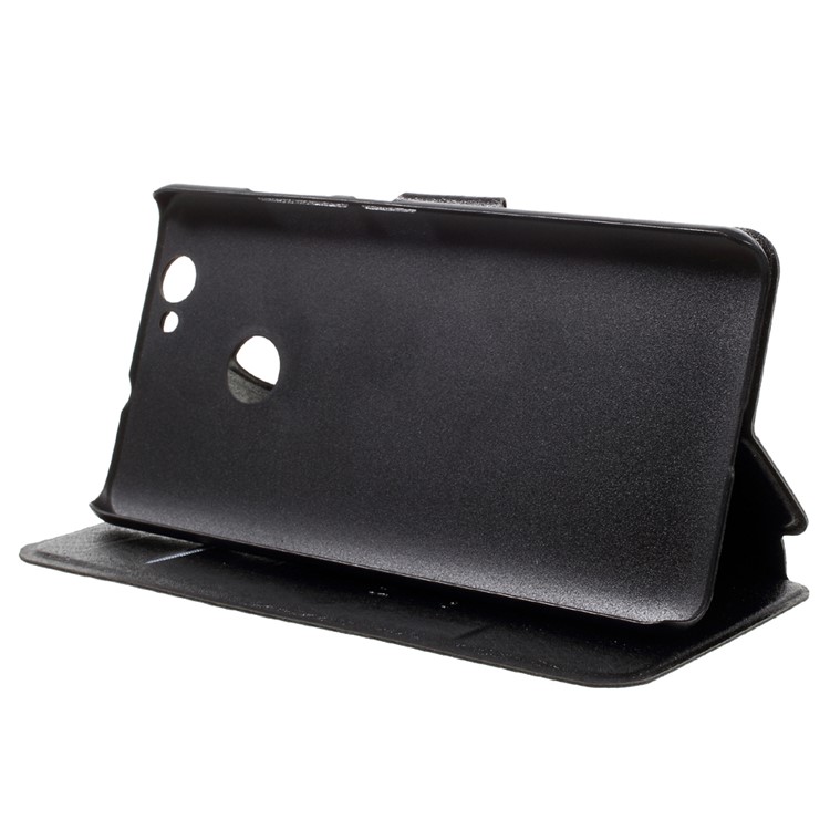 Silk Grain Card Holder Leather Stand Case for Huawei nova - Black-4