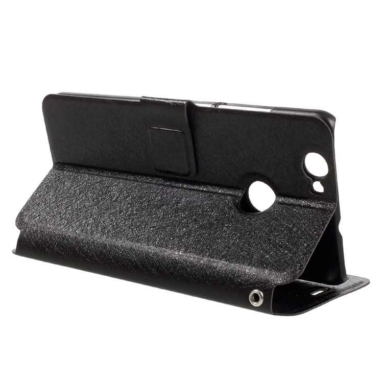 Silk Grain Card Holder Leather Stand Case for Huawei nova - Black-5