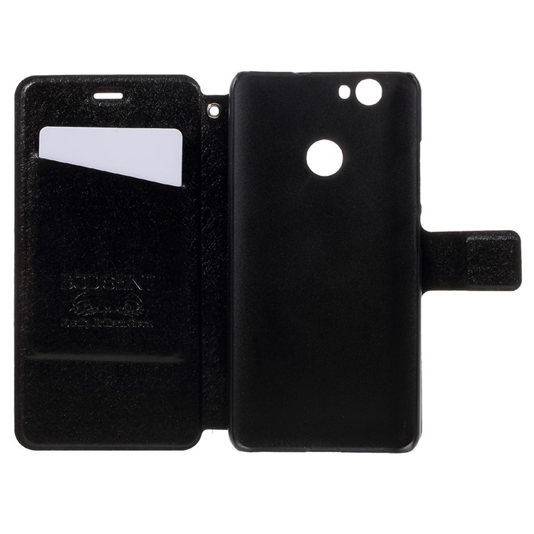 Silk Grain Card Holder Leather Stand Case for Huawei nova - Black-6