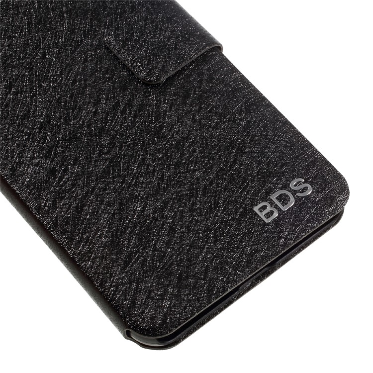 Silk Grain Card Holder Leather Stand Case for Huawei nova - Black-7