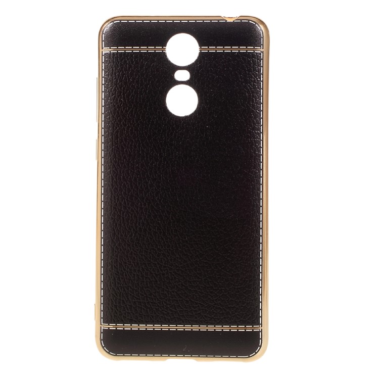 Lychee Grain Leather Coated Plating TPU Case for Huawei Enjoy 6 - Black-1