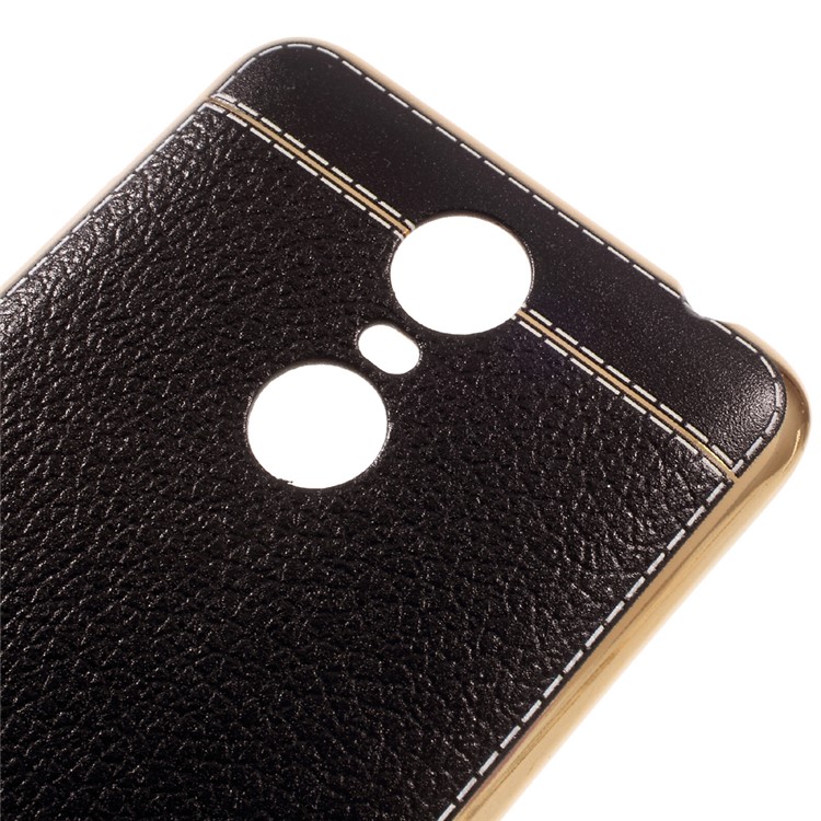 Lychee Grain Leather Coated Plating TPU Case for Huawei Enjoy 6 - Black-3