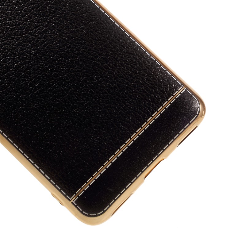 Lychee Grain Leather Coated Plating TPU Case for Huawei Enjoy 6 - Black-4