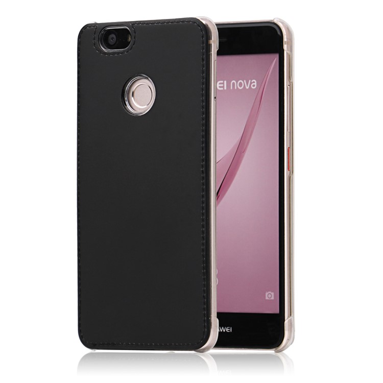 Leather Coated PC Hard Phone Case for Huawei Nova - Black-1