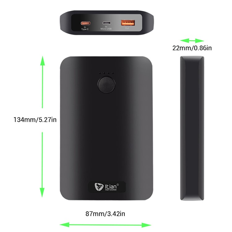 ITIAN A5 12500mAh Quick Charge 3.0 Power Bank with QC3.0 Type-C / Micro USB Input-4